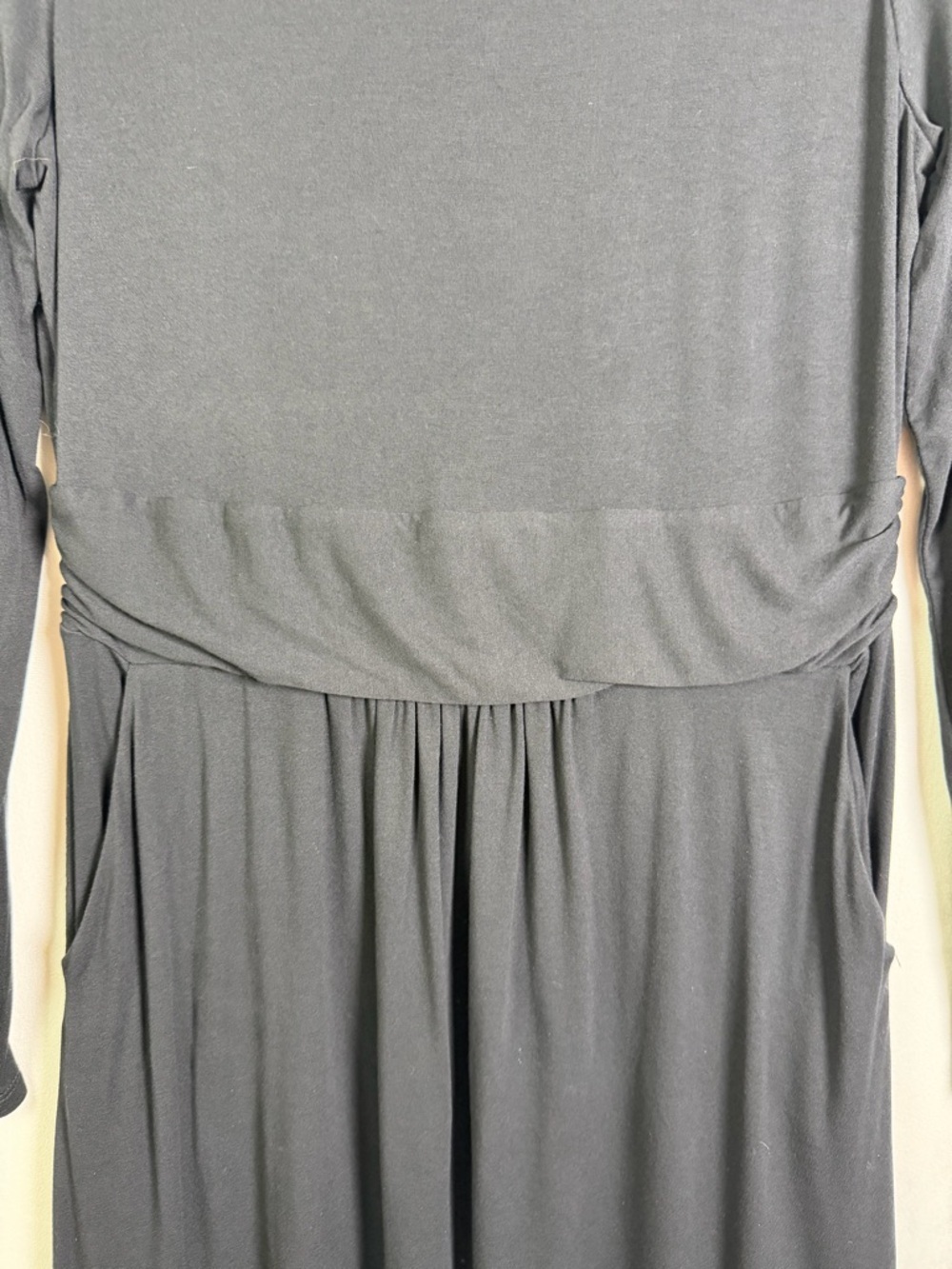 Boden Women’s Black Long Sleeve Dress Sz 10 Ruched Waist Pockets Stretch - Picture 3 of 9